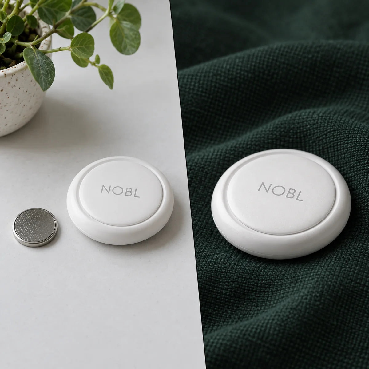 NOBL Air and a replacement battery on a tabletop